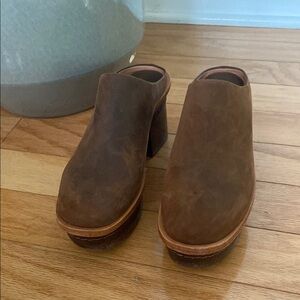 Brown Suede Mules with Chunky Heel